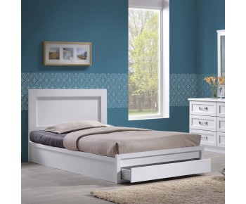 LIFE Κρεβάτι Ημίδιπλο με Συρτάρι, για Στρώμα 110x200cm, Απόχρωση Άσπρο