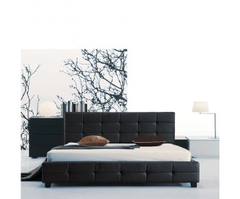 FIDEL Κρεβάτι Διπλό για Στρώμα 160x200cm, PU Μαύρο