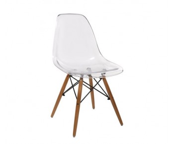 ART Wood Καρέκλα Τραπεζαρίας - Κουζίνας, Πόδια Οξιά, Κάθισμα PET Clear