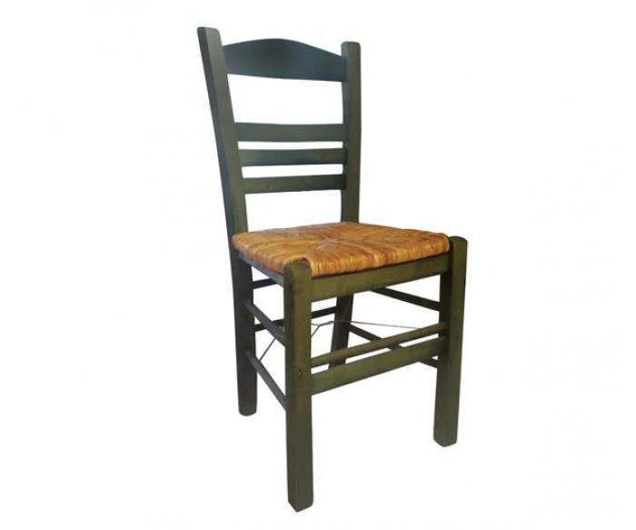 ΣΙΦΝΟΣ Καρέκλα Οξιά Βαφή Εμποτισμού Ανιλίνη Πράσινο, Κάθισμα Ψάθα