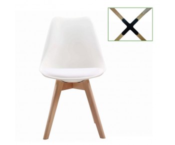 MARTIN Καρέκλα Metal Cross Ξύλο, PP Άσπρο, Μονταρισμένη Ταπετσαρία