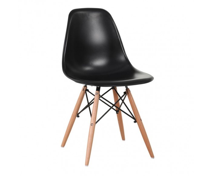 ART Wood Kαρέκλα Τραπεζαρίας - Κουζίνας, Πόδια Οξιά, Κάθισμα PP Μαύρο - 1 Step K/D