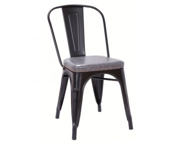 RELIX Καρέκλα-Pro, Μέταλλο Βαφή Μαύρο Matte, Pu Σκούρο Γκρι
