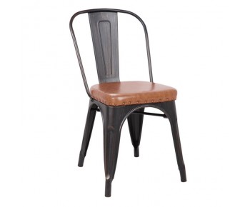 RELIX Καρέκλα-Pro, Μέταλλο Βαφή Antique Black, Pu Camel