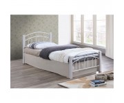NORTON Κρεβάτι Μονό, για Στρώμα 90x190cm, Μέταλλο Βαφή Άσπρο, Ξύλο Άσπρο