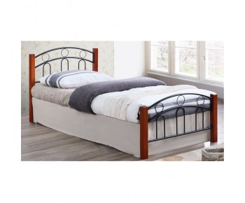 NORTON Κρεβάτι Διπλό, για Στρώμα 140x190cm, Μέταλλο Βαφή Μαύρο, Ξύλο Καρυδί