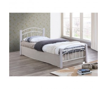 NORTON Κρεβάτι Διπλό, για Στρώμα 140x190cm, Μέταλλο Βαφή Άσπρο, Ξύλο Άσπρο