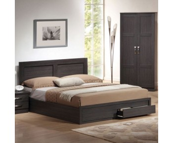 LIFE Κρεβάτι Διπλό, 2 Συρτάρια, για Στρώμα 140x190 cm, Απόχρωση Zebrano