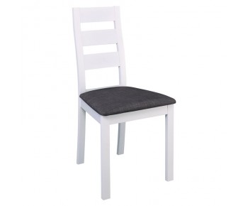MILLER Καρέκλα Οξιά Άσπρο, Ύφασμα Γκρι