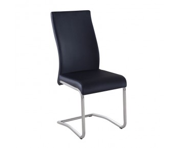 BENSON Καρέκλα Μέταλλο Χρώμιο, PVC Μαύρο