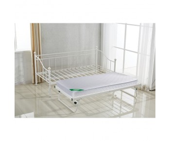 MARIN Set: Daybed (για στρώμα 90x190) + Βοηθητικό Κρεβάτι με Στρώμα 185x85 Μέταλλο Άσπρο