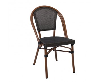 COSTA Καρέκλα Dining Αλουμινίου, Απόχρωση Καρυδί Textilene Μαύρο
