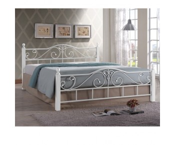 ADEL Κρεβάτι Διπλό, για Στρώμα 160x200cm, Μέταλλο Βαφή Άσπρο, Ξύλο Απόχρωση Άσπρο