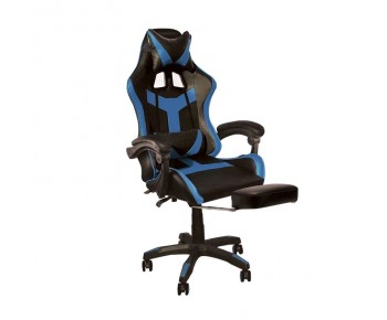 BF7860 Gaming Relax Πολυθρόνα Γραφείου με Υποπόδιο, Pu Μαύρο - Μπλε