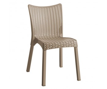 DORET Καρέκλα Στοιβαζόμενη PP Cappuccino, με πόδι αλουμινίου