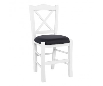METRO Καρέκλα Οξιά Βαφή Εμποτισμού Άσπρο Κάθισμα Pu Μαύρο