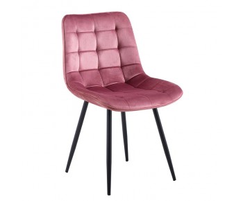 MYRIAM-R Καρέκλα Τραπεζαρίας, Μέταλλο Βαφή Μαύρο, Ύφασμα Velure Απόχρωση Dirty Pink