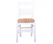 ΣΙΦΝΟΣ Καρέκλα Οξιά Βαφή Εμποτισμού Λάκα Άσπρο, Κάθισμα Ψάθα