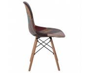ART Wood Καρέκλα Τραπεζαρίας, Πόδια Οξιά, Κάθισμα PP με Ύφασμα Patchwork Καφέ