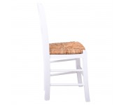 ΣΥΡΟΣ Καρέκλα Οξιά Βαφή Εμποτισμού Λάκα Άσπρο, Κάθισμα Ψάθα