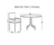BALENO Set Κήπου - Βεράντας: Τραπέζι + 2 Πολυθρόνες Μέταλλο Άσπρο - Wicker Beige