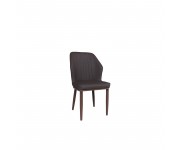 DELUX Καρέκλα Μέταλλο Βαφή Καρυδί, Linen PU Σκούρο Καφέ