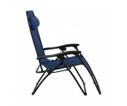 SUPER RELAX Πολυθρόνα με Υποπόδιο, Μέταλλο Βαφή Ανθρακί, Textilene Μπλε