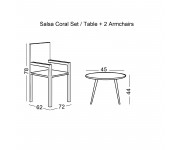 SALSA Coral Coffee Set Κήπου Μέταλλο Μαύρο - Γυαλί - Wicker Φυσικό: Τραπεζάκι+2 Πολυθρόνες