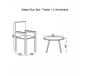 SALSA Duo Set Καθιστικό Κήπου Μέταλλο Μαύρο - Γυαλί - Wicker Φυσικό: Τραπεζάκι+2 Πολυθρόνες