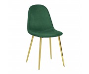 CELINA Καρέκλα Χρώμιο Χρυσό, Ύφασμα Velure, Απόχρωση Forest Green