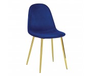CELINA Καρέκλα Χρώμιο Χρυσό, Velure Μπλε
