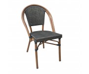 COSTA Καρέκλα Dining Αλουμινίου, Απόχρωση Καρυδί Textilene Μαύρο