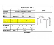 LAVIDA Τραπέζι BAR Μέταλλο Βαφή Μαύρο, Επιφάνεια Απόχρωση Cement