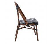 PARIS Καρέκλα Bistro Αλουμίνιο Καρυδί, Wicker Μαύρο - Άσπρο, Στοιβαζόμενη