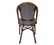 PARIS Καρέκλα Bistro Αλουμίνιο Καρυδί, Wicker Μαύρο - Άσπρο, Στοιβαζόμενη