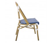 PARIS Καρέκλα Bistro, Αλουμίνιο Φυσικό, Wicker Άσπρο - Μπλε, Στοιβαζόμενη