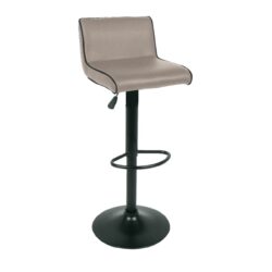 NERO Σκαμπό BAR με Πλάτη, Μέταλλο Μαύρο, PU Cappuccino, Ρύθμιση Ύψους, Περιστρεφόμενο - Image 2