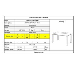 ART Wood Kid Τραπέζι Άσπρο MDF - Image 3