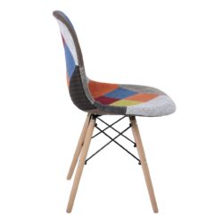 ART Wood Καρέκλα Τραπεζαρίας, Πόδια Οξιά, Κάθισμα PP με Ύφασμα Patchwork - Image 3