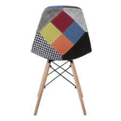 ART Wood Καρέκλα Τραπεζαρίας, Πόδια Οξιά, Κάθισμα PP με Ύφασμα Patchwork - Image 4