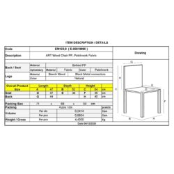 ART Wood Καρέκλα Τραπεζαρίας, Πόδια Οξιά, Κάθισμα PP με Ύφασμα Patchwork - Image 7