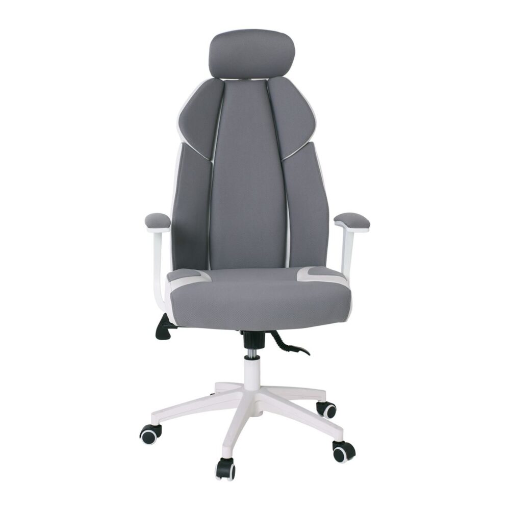 BF8300 Πολυθρόνα Γραφείου Διευθυντή, Microfiber Γκρι PU Άσπρο - Image 3