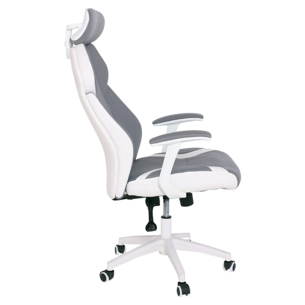 BF8300 Πολυθρόνα Γραφείου Διευθυντή, Microfiber Γκρι PU Άσπρο - Image 4