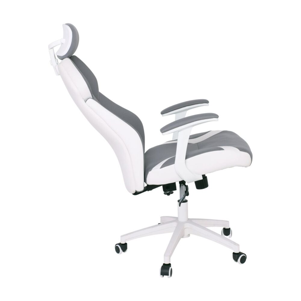 BF8300 Πολυθρόνα Γραφείου Διευθυντή, Microfiber Γκρι PU Άσπρο - Image 6