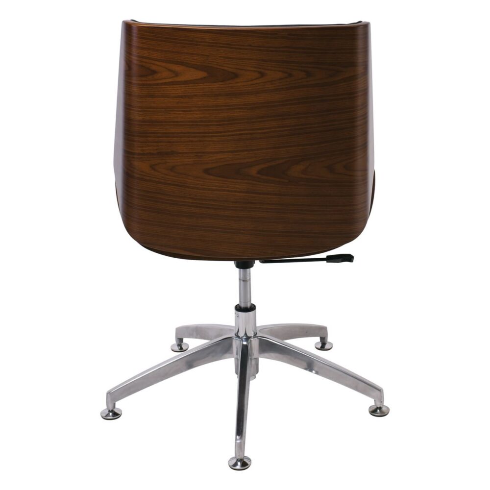 BF9860V Πολυθρόνα Επισκέπτη Μέταλλο Χρώμιο Καρυδί - Pu Μαύρο - Image 5