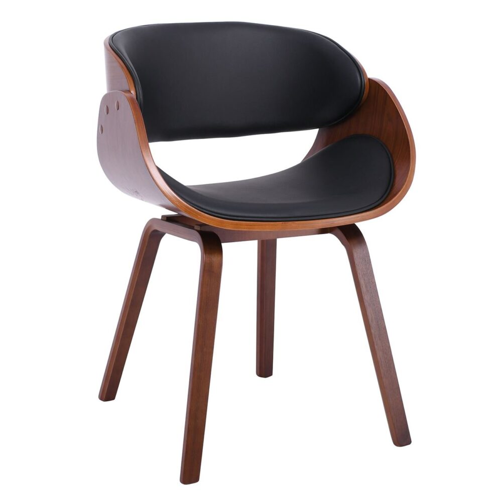 JOY-W Πολυθρόνα Τραπεζαρίας Καρυδί, Pu Μαύρο - Image 2