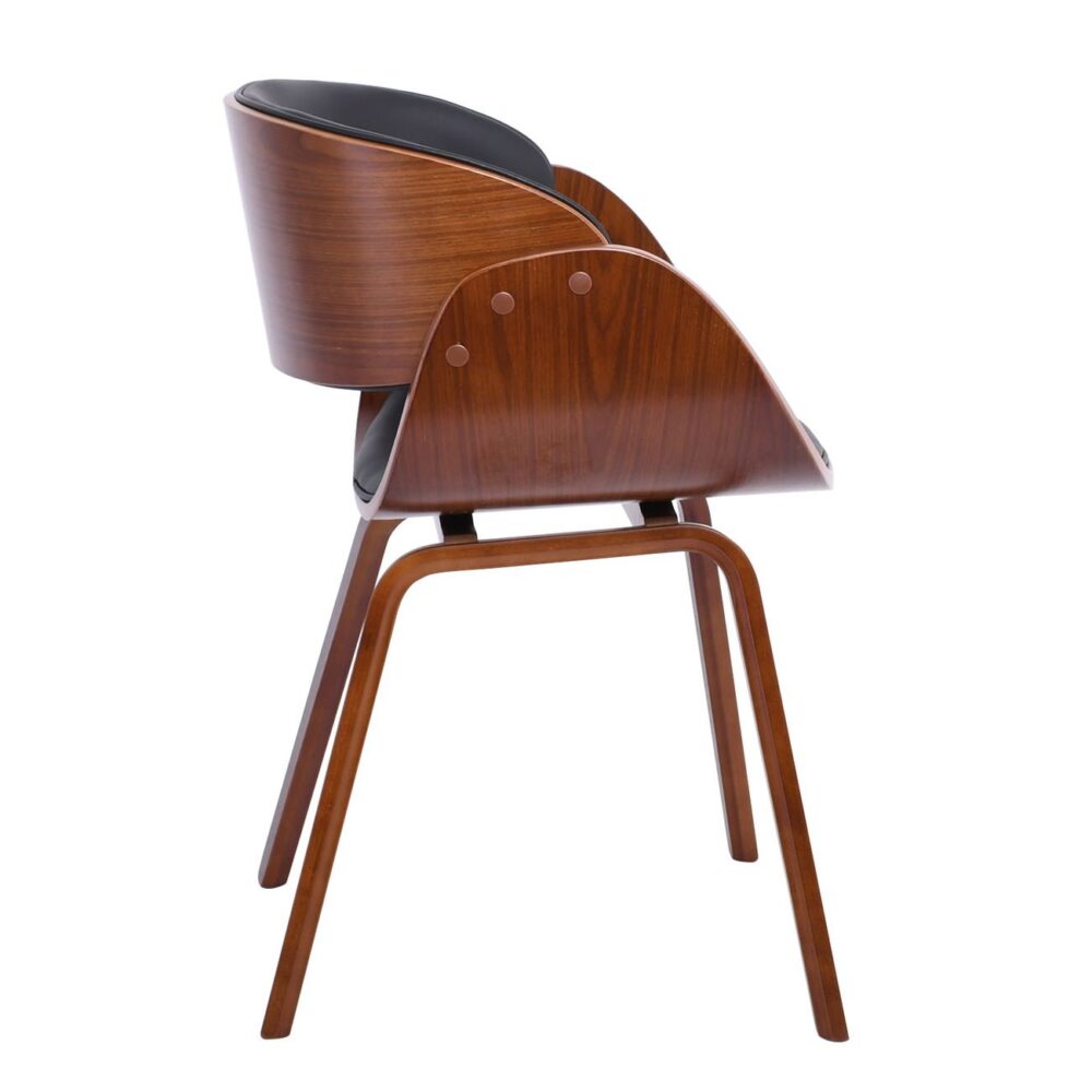 JOY-W Πολυθρόνα Τραπεζαρίας Καρυδί, Pu Μαύρο - Image 3