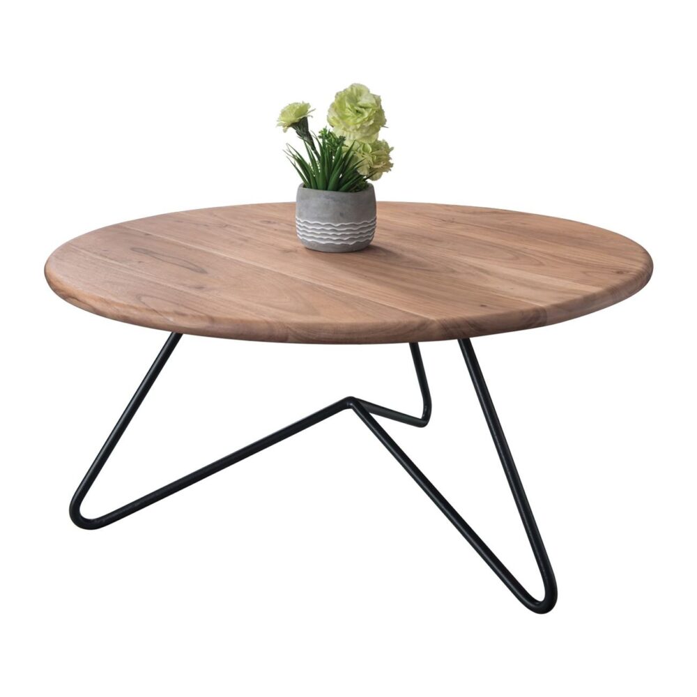 BORAL Τραπεζάκι Σαλονιού Καθιστικού, Μέταλλο Βαφή Μαύρο, Ξύλο Ακακία Φυσικό - Image 2