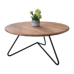 BORAL Τραπεζάκι Σαλονιού Καθιστικού, Μέταλλο Βαφή Μαύρο, Ξύλο Ακακία Φυσικό - Image 2