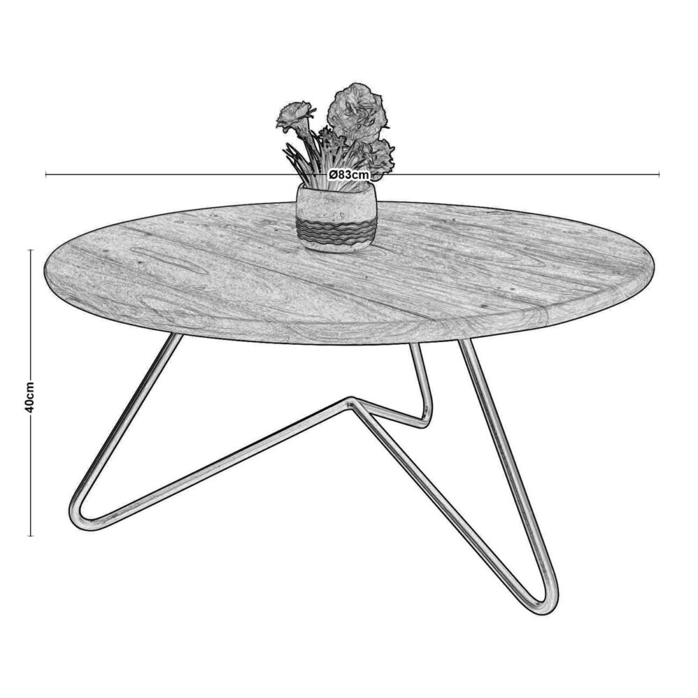 BORAL Τραπεζάκι Σαλονιού Καθιστικού, Μέταλλο Βαφή Μαύρο, Ξύλο Ακακία Φυσικό - Image 3